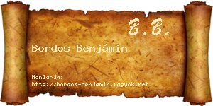 Bordos Benjámin névjegykártya